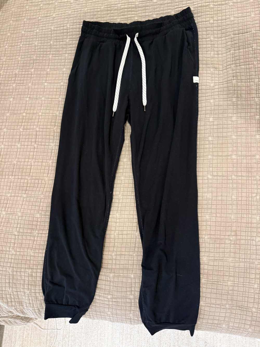 Vuori Black Track Pants with White Drawstring